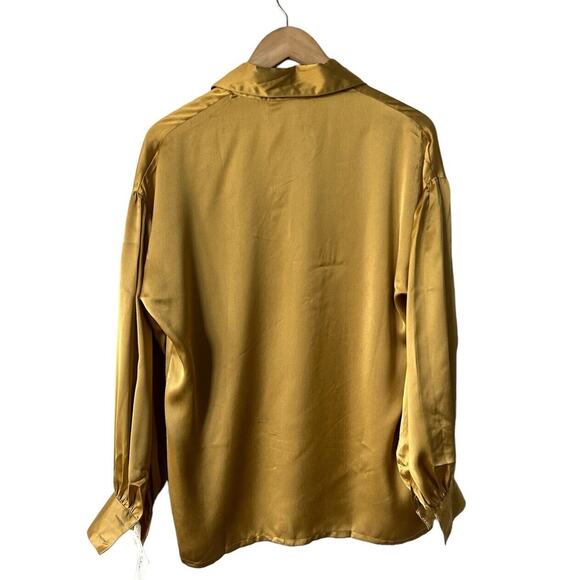 Diane Von Furstenburg Vintage Dead Stock Gold Long Sleeve Button Down Size 10 - Picture 2 of 11